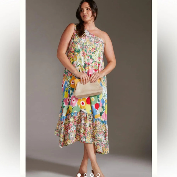 Sarah Campbell for Anthropologie One-Shoulder Midi Dress Size XXS - Picture 13 of 13